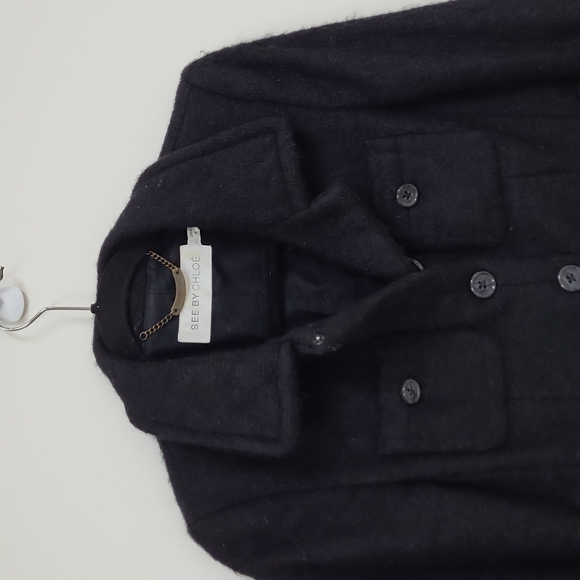See by Chloe Black Boucle Coat It 40 - Picture 2 of 4